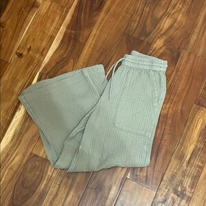 Olive Green Wide-Leg Pants